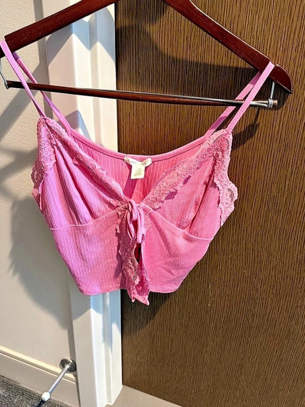 Bozzolo Pink Lace Tie-Front Camisole